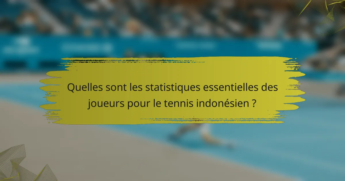 Quelles sont les statistiques essentielles des joueurs pour le tennis indonésien ?