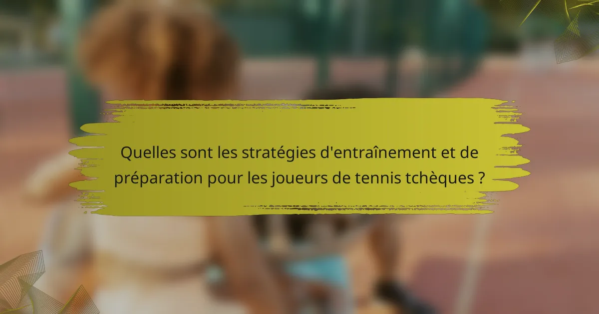 Quelles sont les stratégies d'entraînement et de préparation pour les joueurs de tennis tchèques ?