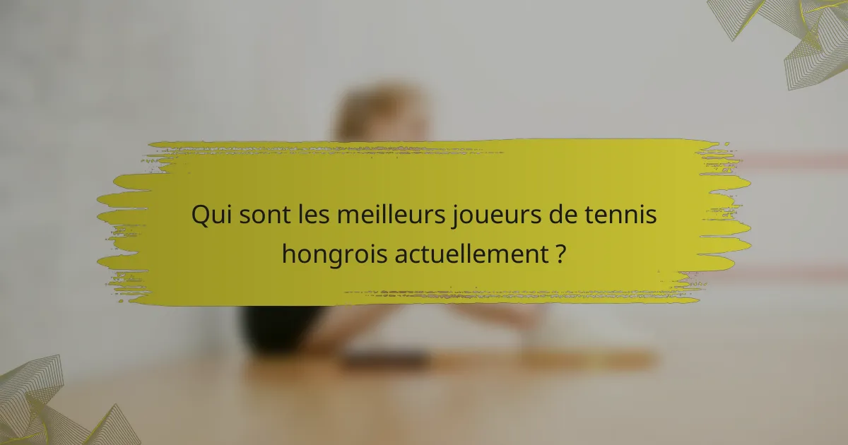 Qui sont les meilleurs joueurs de tennis hongrois actuellement ?